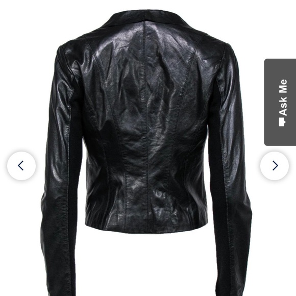 Cole Haan Lambskin Open Front Waterfall Leather Jacket - Picture 3 of 7